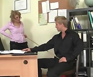 Office woman enjoys riding his meat